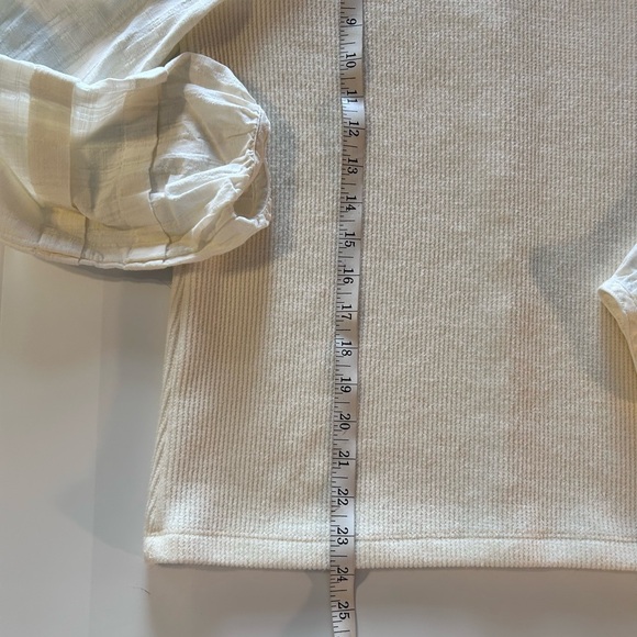 Madewell Weave Mix Mock Neck With Bubble Sleeve Size Small - Picture 9 of 11